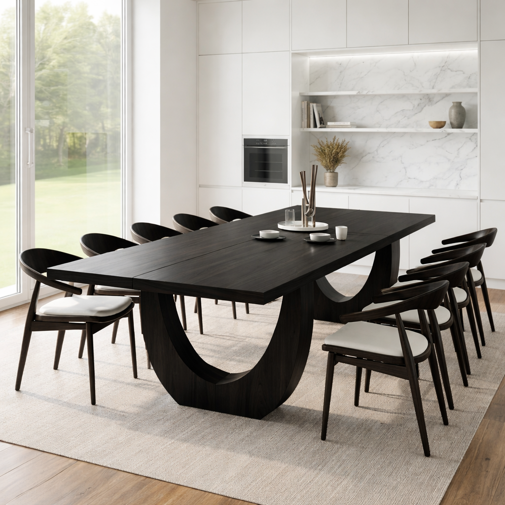 Modern Rectangular Dining Table Sculptural Base Large Dining Room Kitchen Table