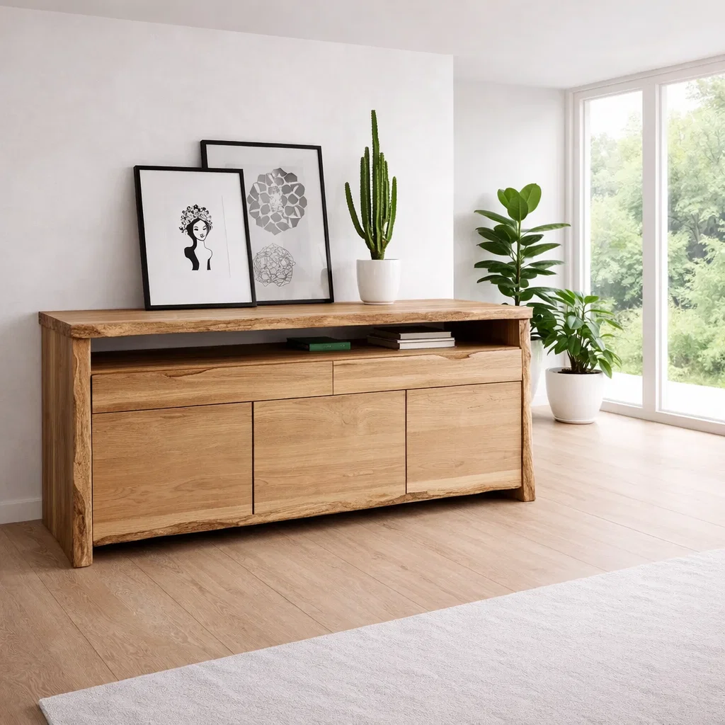 Modern Sideboard Cabinet with Open Shelf – Minimalist Storage Console