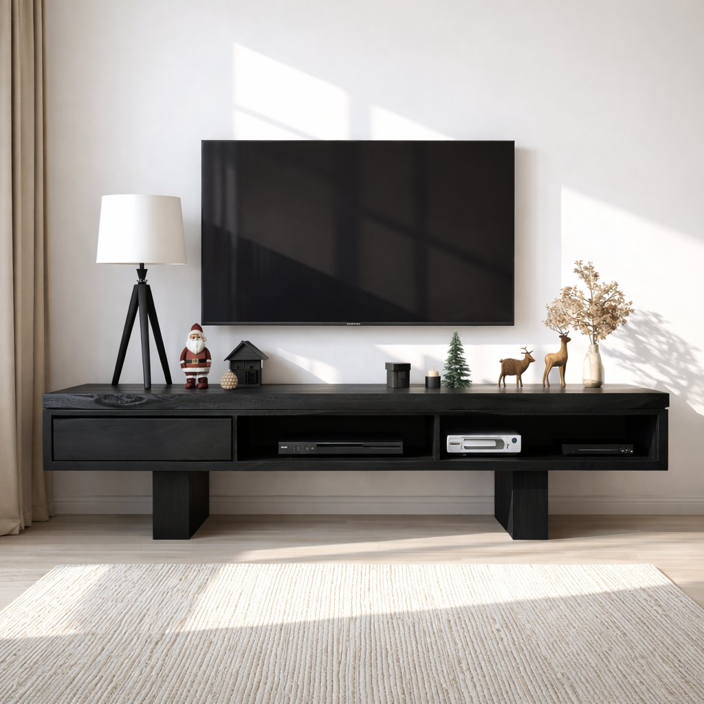 Live Edge Solid Wood TV Stand Modern Media Console Rustic Entertainment Center Storage Kitchnce