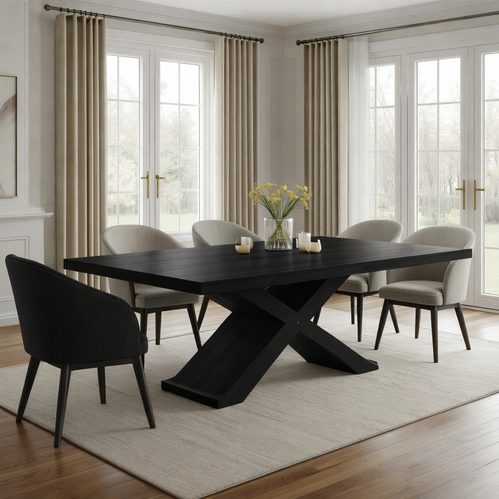 Modern Farmhouse Dining Table Rectangular X Base Kitchen Dining Room Table