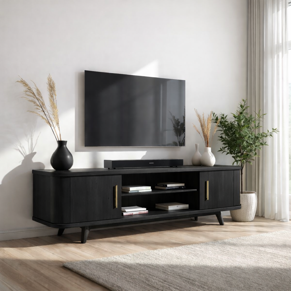 Mid Century Solid Wood TV Stand Modern Media Console Long Entertainment Center Cabinet Kitchnce