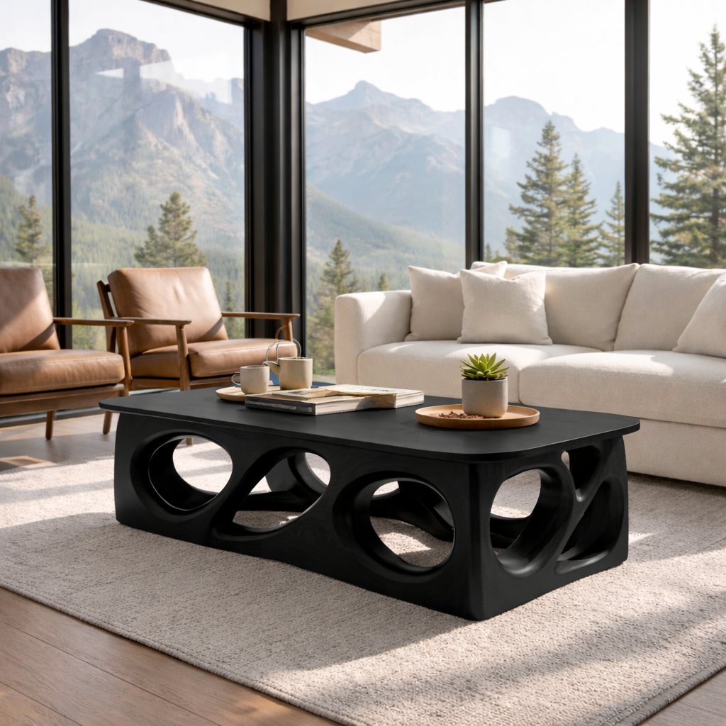 Handcrafted Solid Wood Coffee Table – Sculptural Modern Design