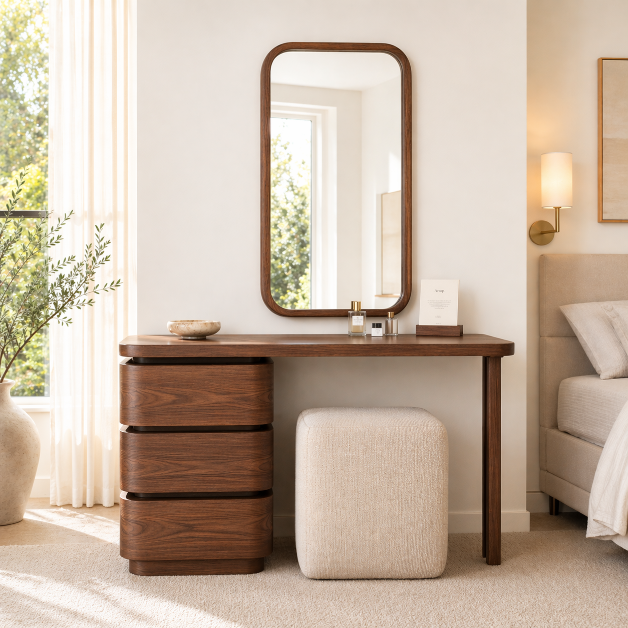 Modern Makeup Vanity Desk With Drawers Mirror Dressing Table Bedroom Furniture Set