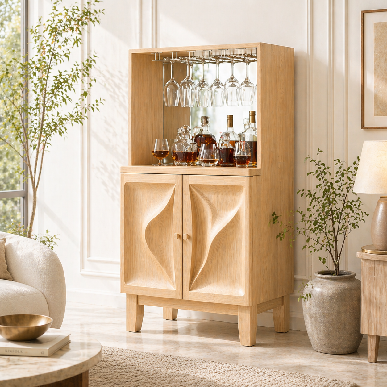 Modern Bar Cabinet Liquor Storage Glass Rack Home Entertaining Display Furniture