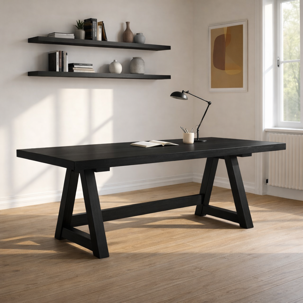 Handcrafted Solid Wood Work Desk Minimalist Scandinavian Writing Table Home Office