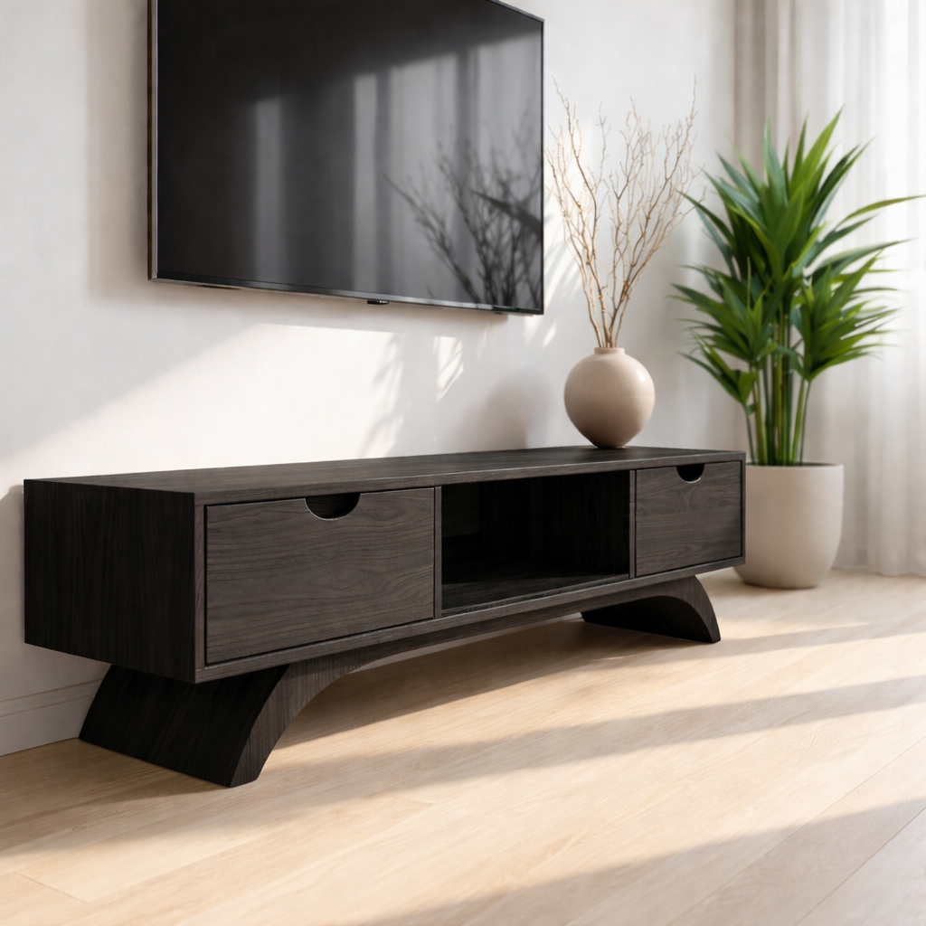 Mid Century Solid Wood TV Stand Modern Media Console Low Entertainment Center Cabinet Kitchnce