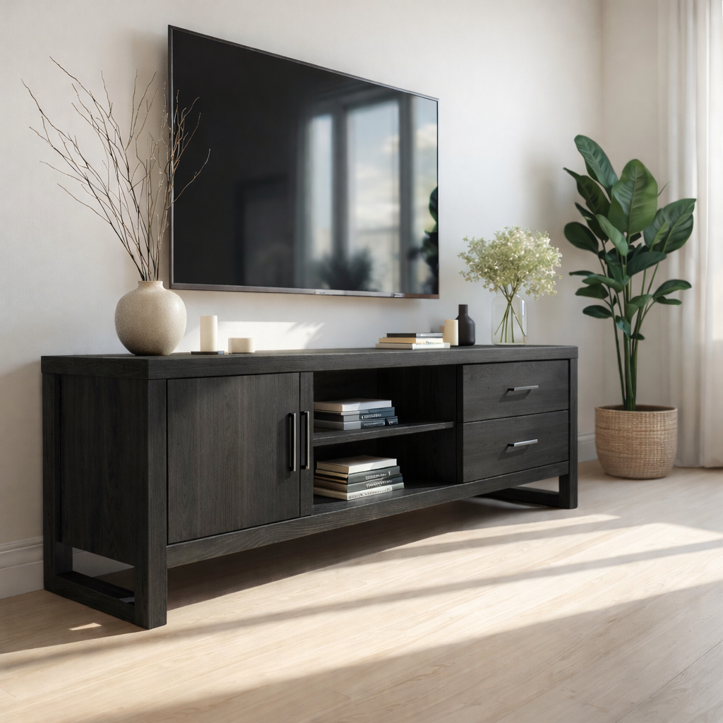 Mid Century Solid Wood TV Stand Modern Media Console Long Entertainment Center Cabinet Kitchnce