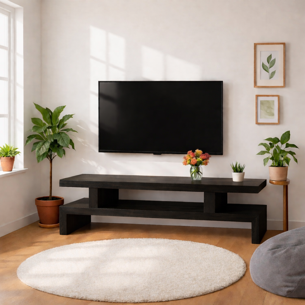 Minimalist Solid Wood TV Stand Modern Media Console Low Profile Entertainment Center Table Kitchnce