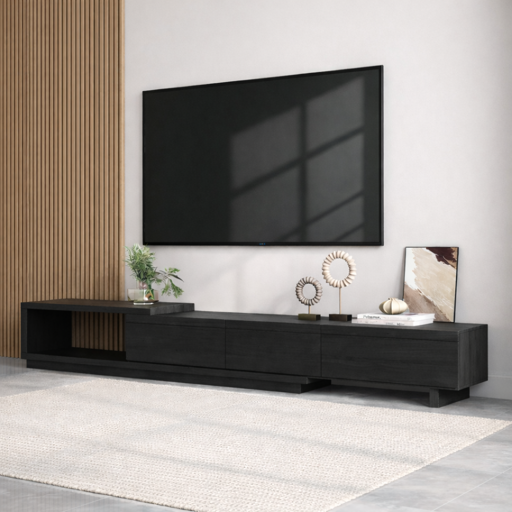 Modern Minimalist Wood TV Stand Long Media Console Low Profile Entertainment Center Kitchnce