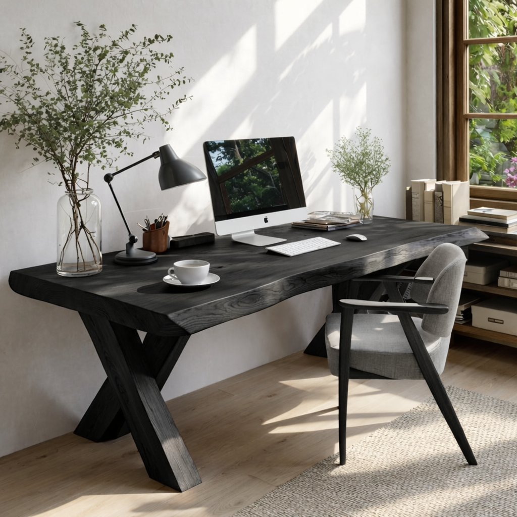 Modern Writing Desk with X Frame Legs Home Office Work Table Minimal Design