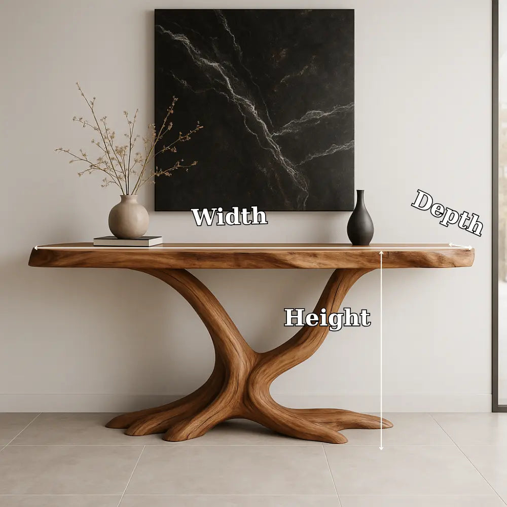 Handcrafted Solid Wood Console Table with Root Form Base – Modern Organic Design Kitchnce