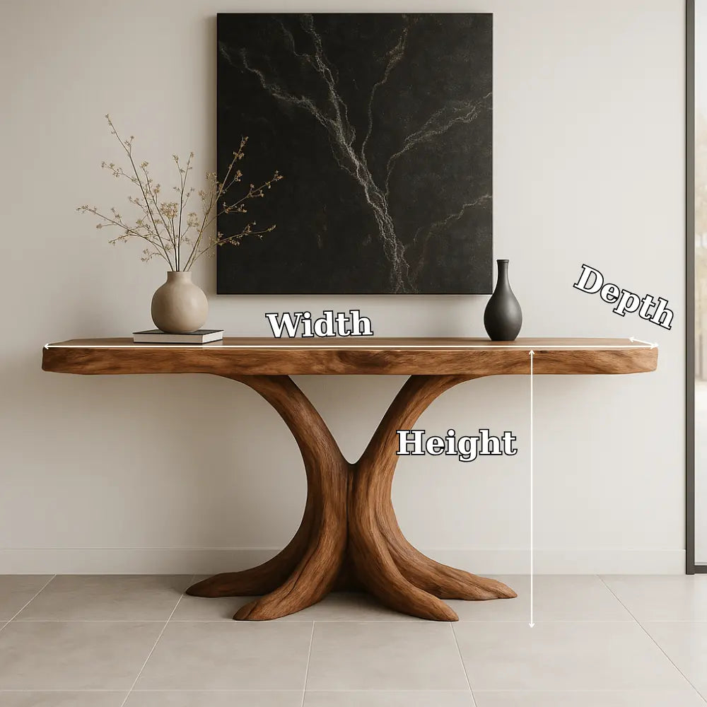 Handcrafted Solid Wood Console Table with Root-Inspired Base – Organic Modern Entryway Kitchnce
