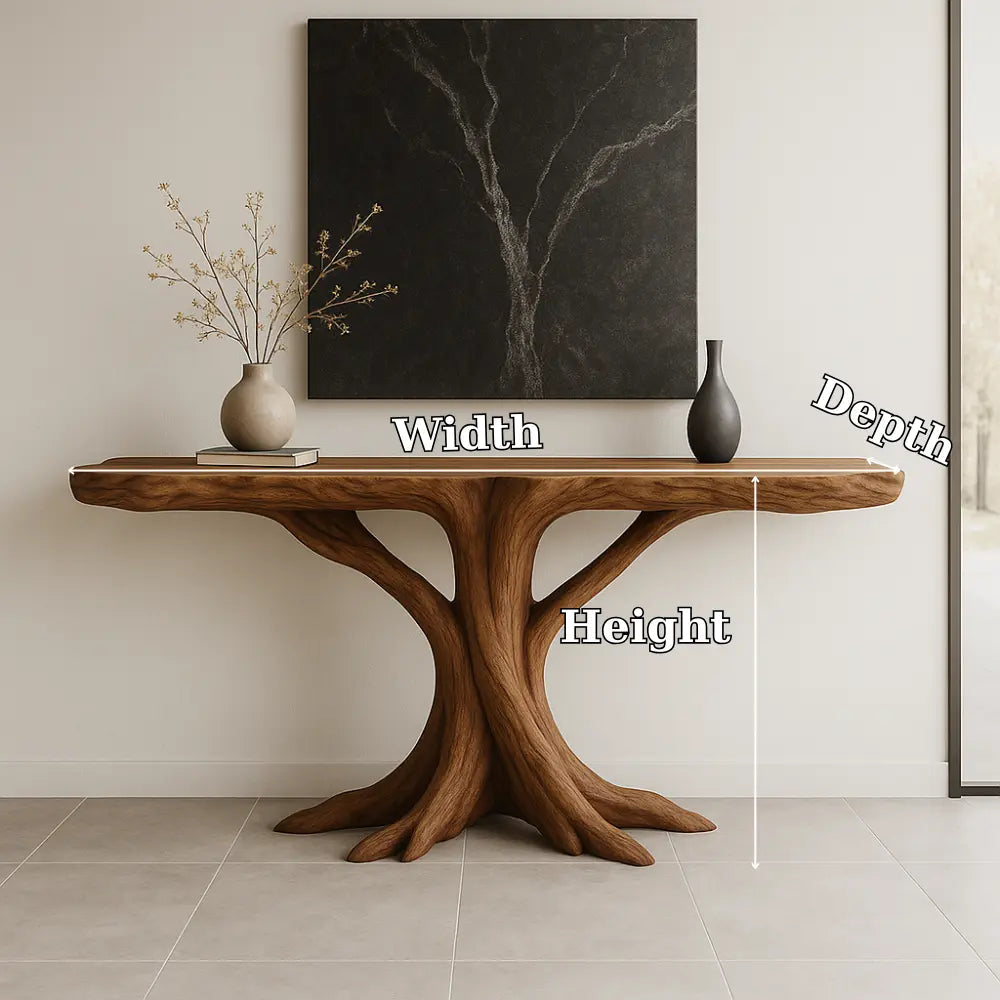 Handcrafted Solid Wood Console Table with Root-Inspired Design – Organic Modern Furniture Kitchnce