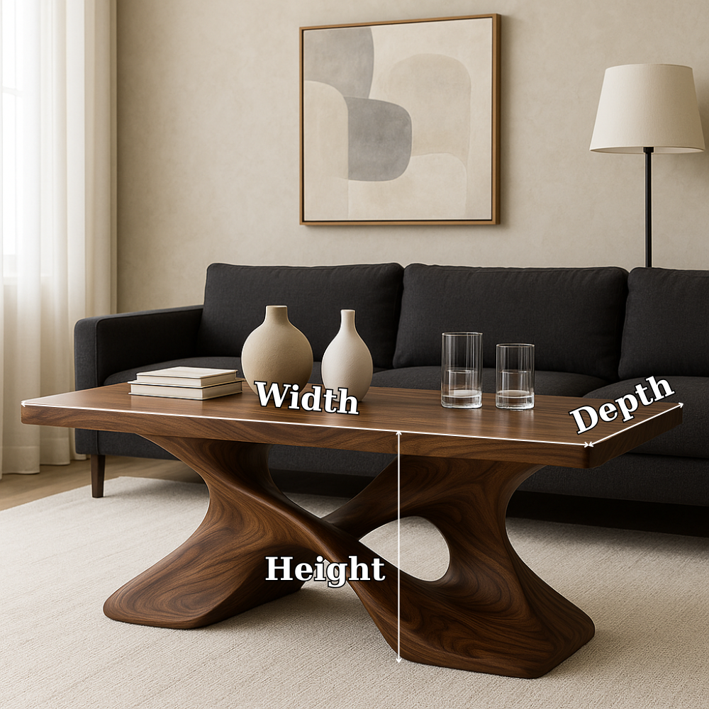 Handcrafted Solid Wood Coffee Table – Artistic Cross-Leg Design for Modern Luxury Living Spaces Kitchnce