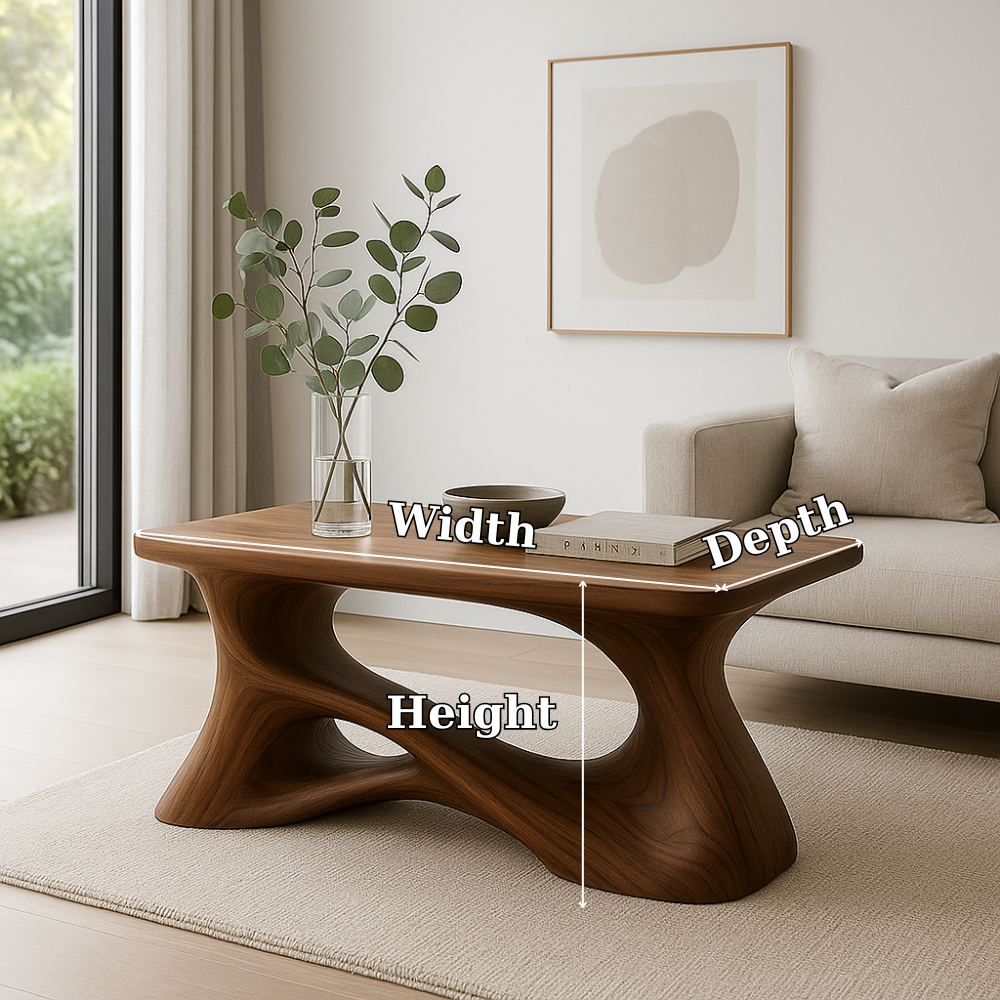 Handcrafted Solid Wood Coffee Table – Artistic Flowing Design for Modern Minimalist Interiors Kitchnce