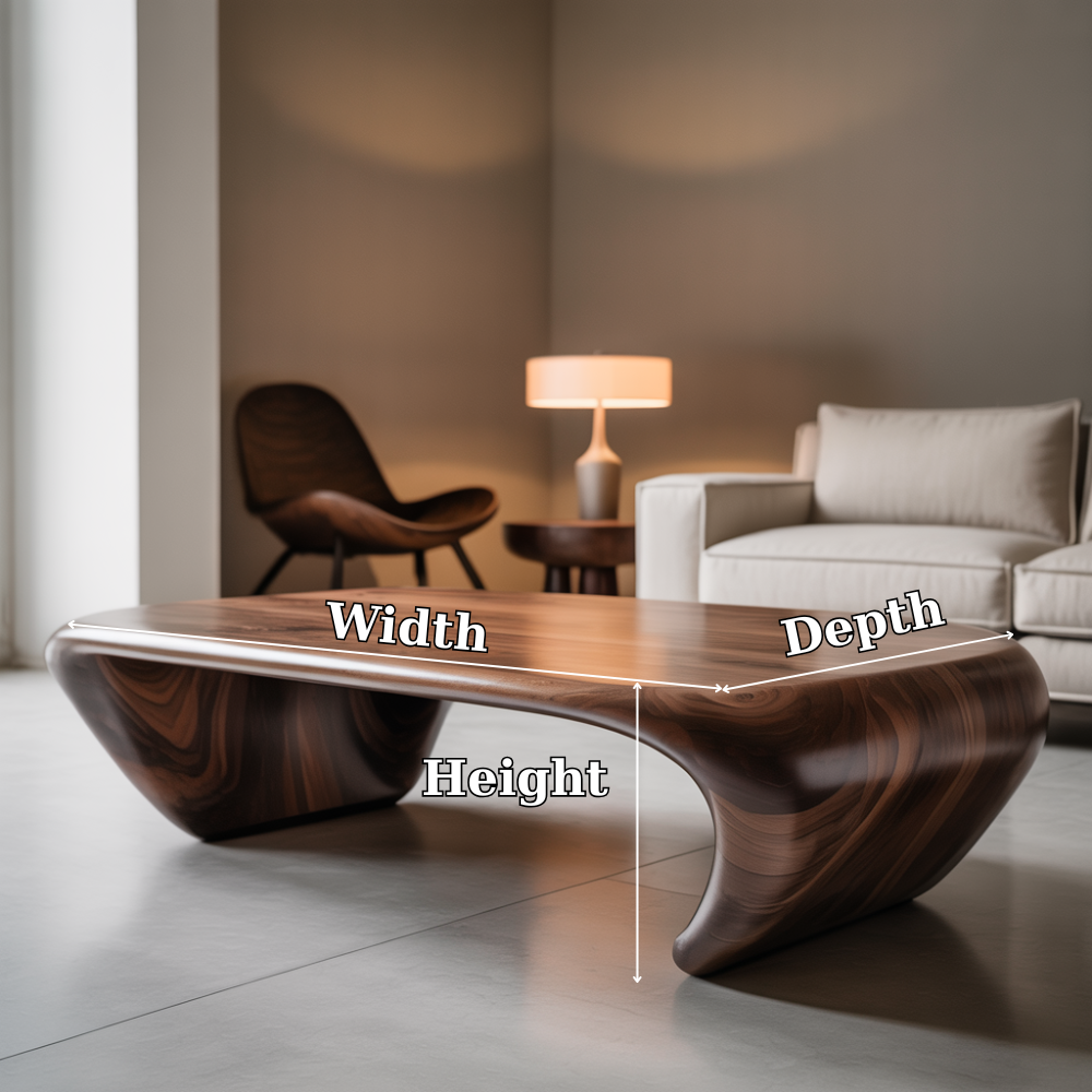 Handcrafted Solid Wood Coffee Table – Modern Sculptural Design with Smooth Organic Curves Kitchnce