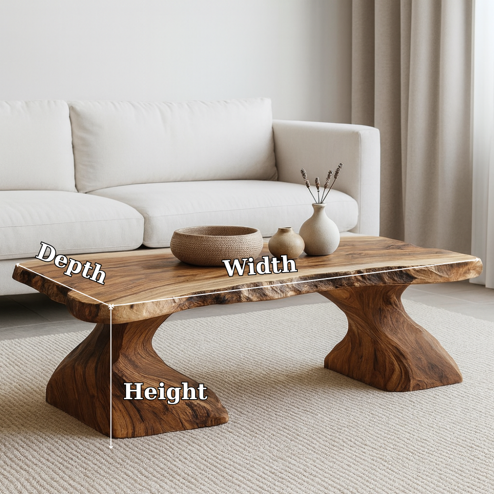 Handcrafted Solid Wood Coffee Table – Live Edge Organic Design for Natural Modern Interiors Kitchnce