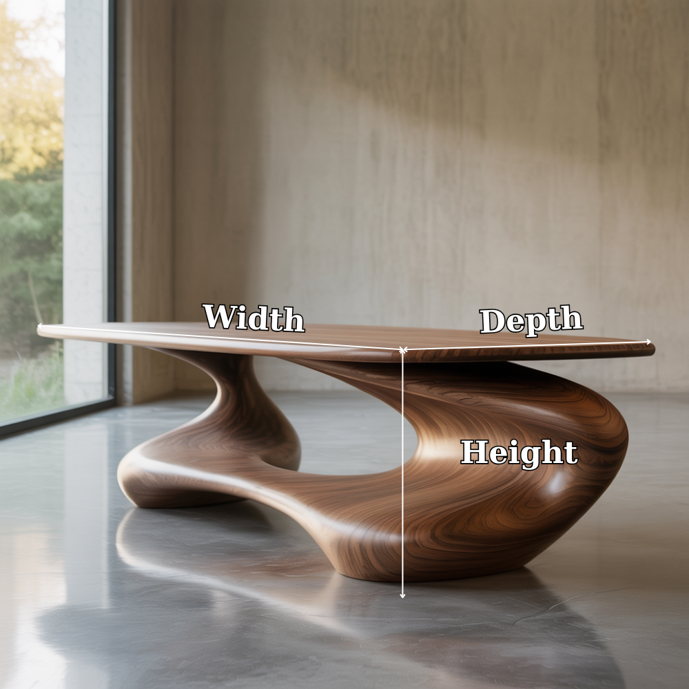 Handcrafted Solid Wood Coffee Table – Sculptural Modern Design with Smooth Organic Flow Kitchnce