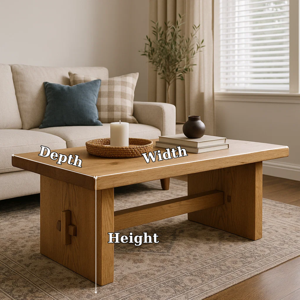 Handcrafted Solid Wood Coffee Table – Rustic Minimalist Design with Mortise Joinery Detail Kitchnce