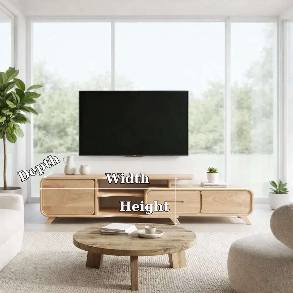 Solid Wood TV Cabinet Light Oak – Modern Minimalist Media Console Kitchnce