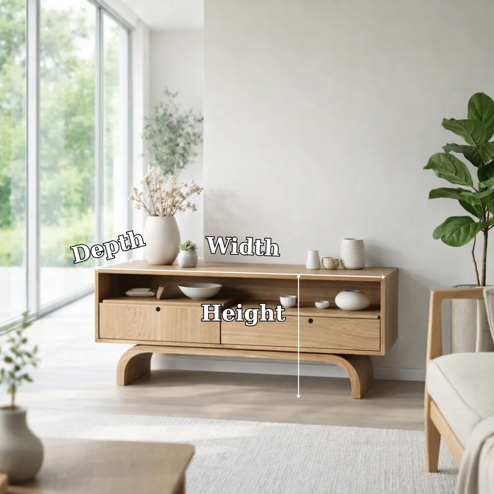 Solid Wood Sideboard Console with Drawers – Minimalist Storage Cabinet