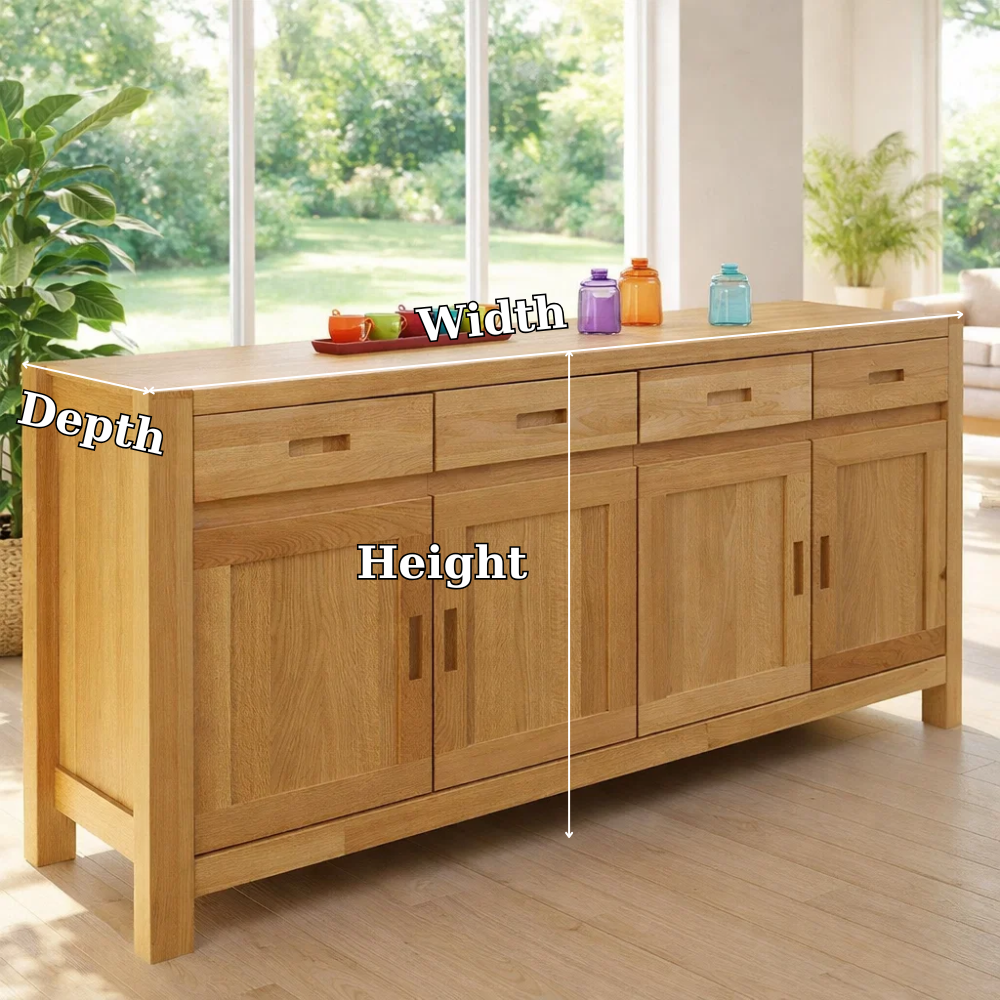 Extra Wide Sideboard Cabinet with Drawers and Door Storage