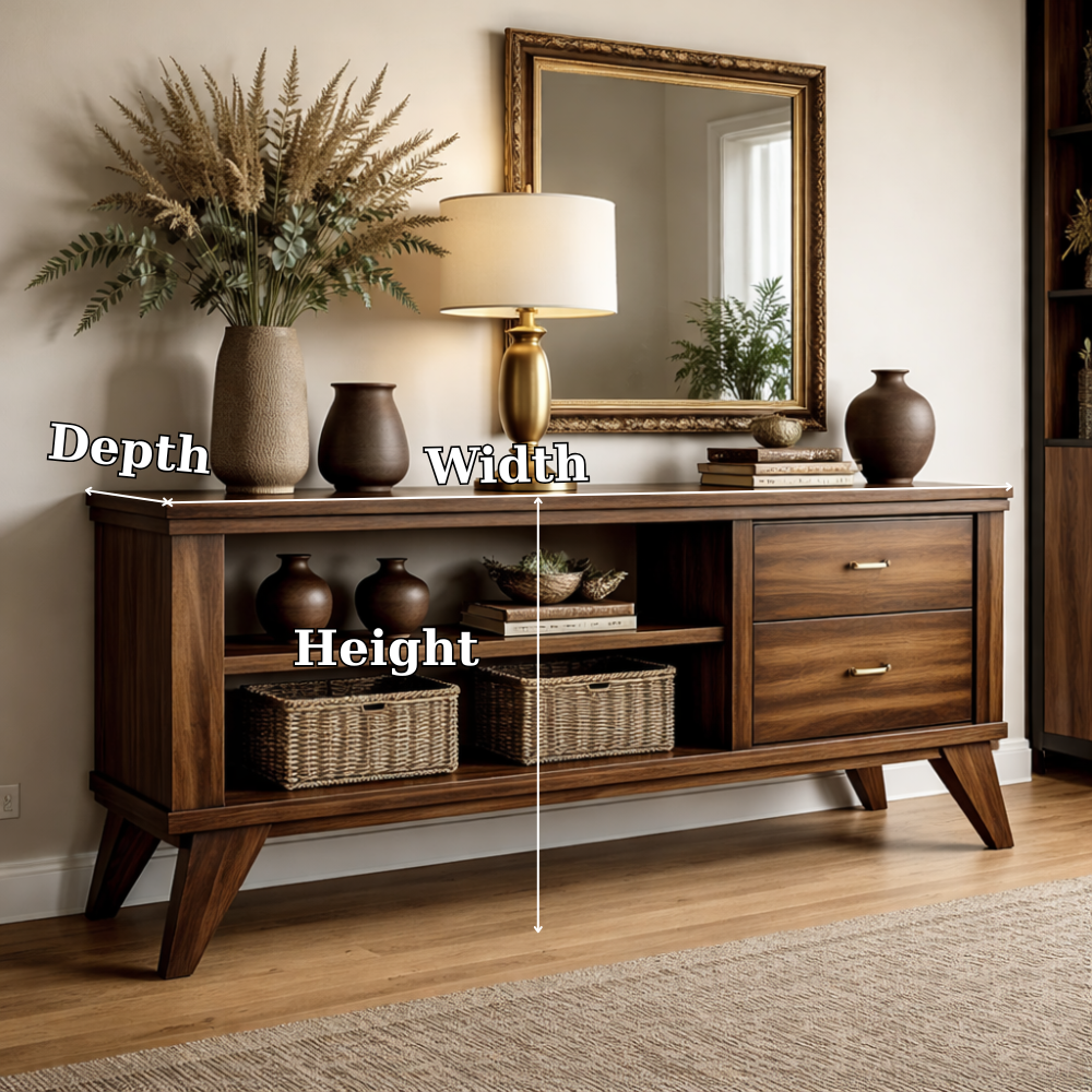 Handcrafted Console Cabinet with Storage - Mid-Century Modern Design
