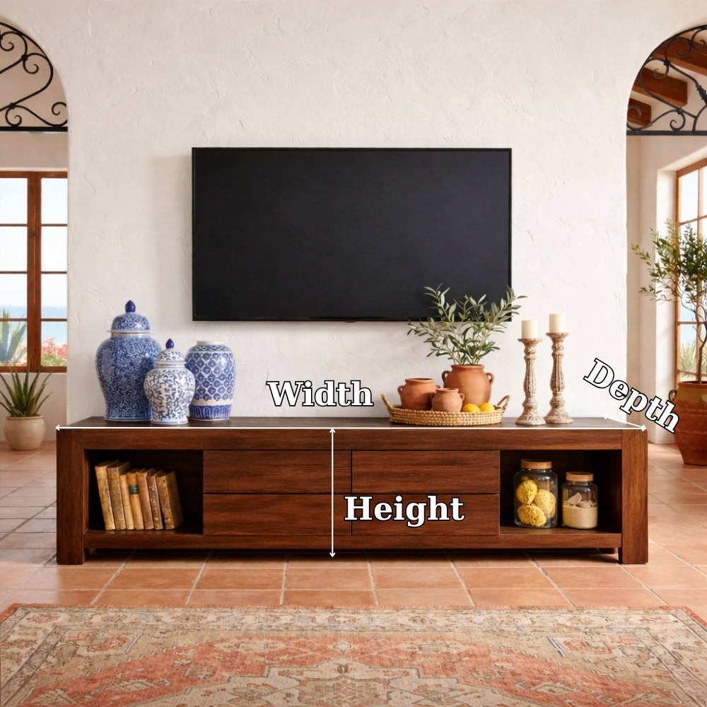 Solid Wood Media Console with Storage – Modern TV Stand for Living Room