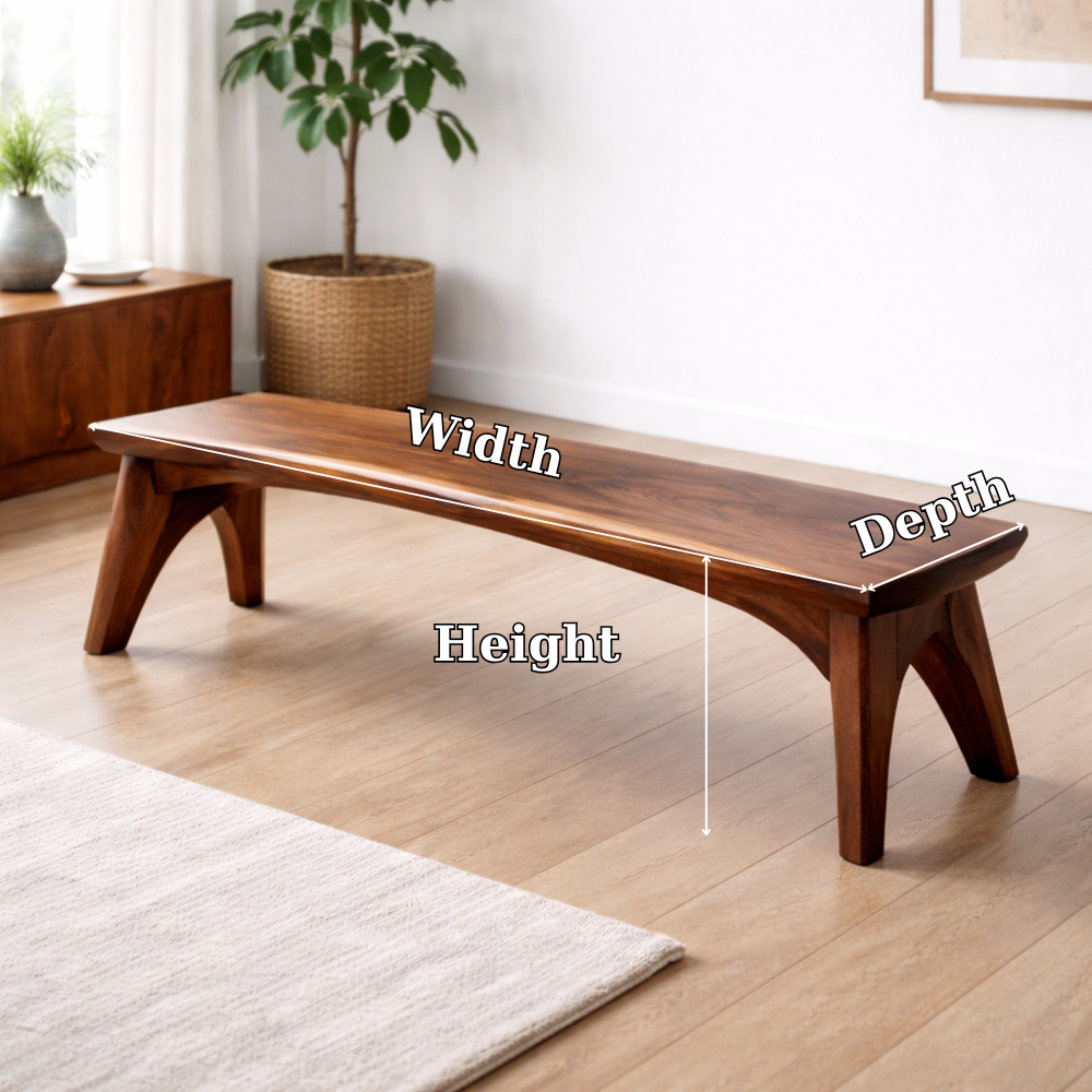 Solid Wood Dining Bench – Modern Rustic Wooden Seating Bench for Entryway or Dining Room Kitchnce