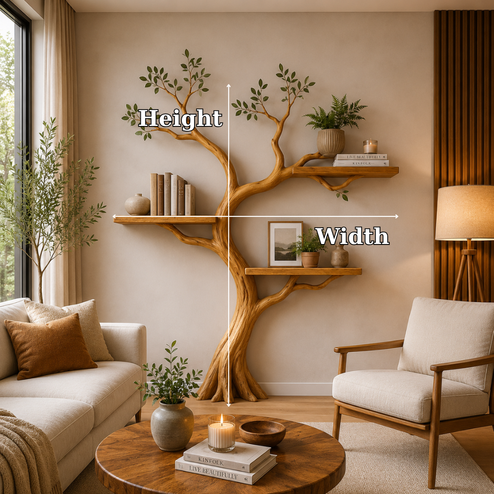 Organic Solid Wood Tree Bookshelf for Modern Home Wall Decor