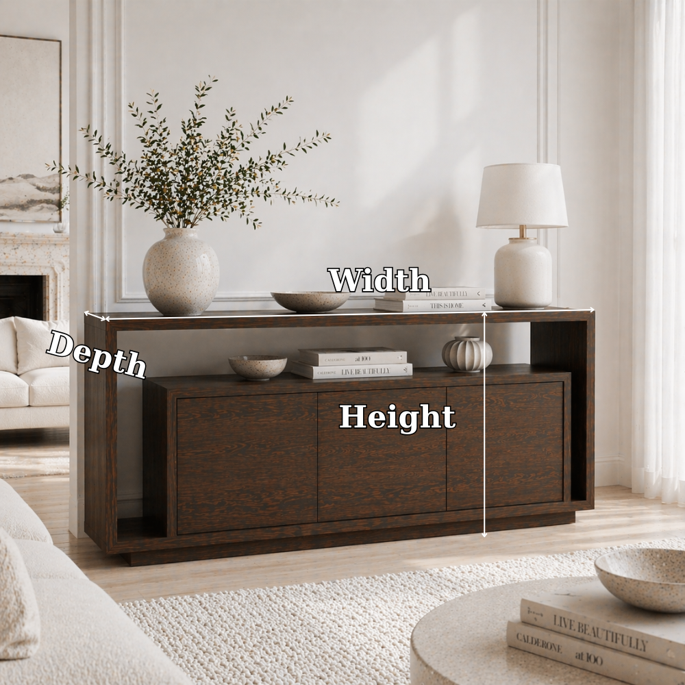 Solid Wood Console Sideboard – Minimalist Modern Storage Cabinet for Living Room