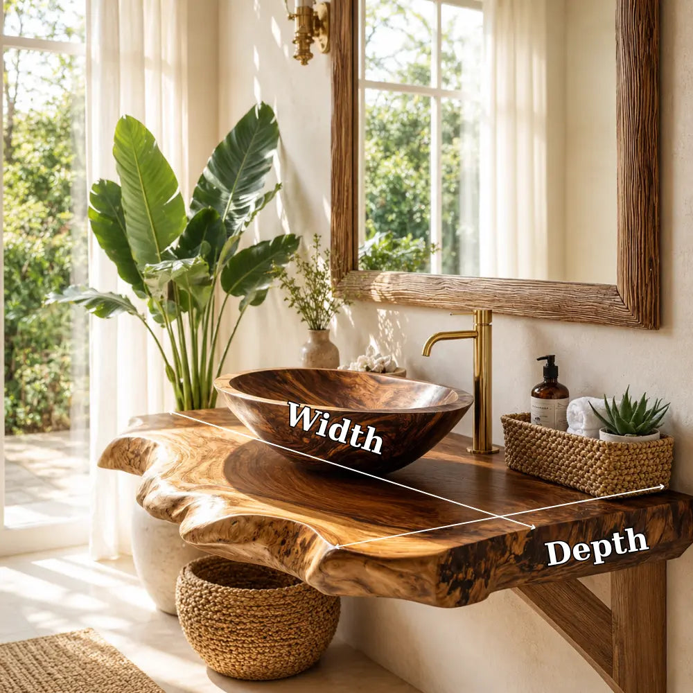 Spalted Live Edge Vanity Shelf | Tiered Solid Wood Floating Bathroom Counter Kitchnce