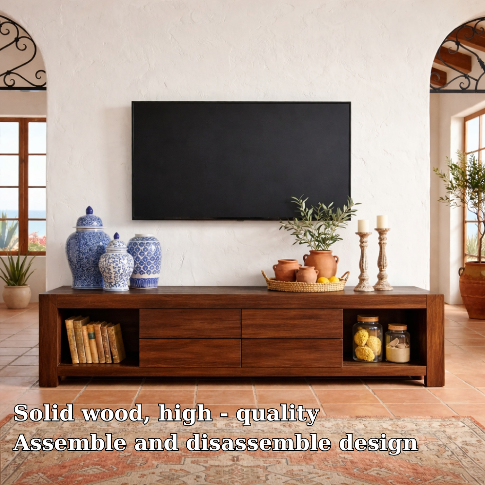 Solid Wood Media Console with Storage – Modern TV Stand for Living Room