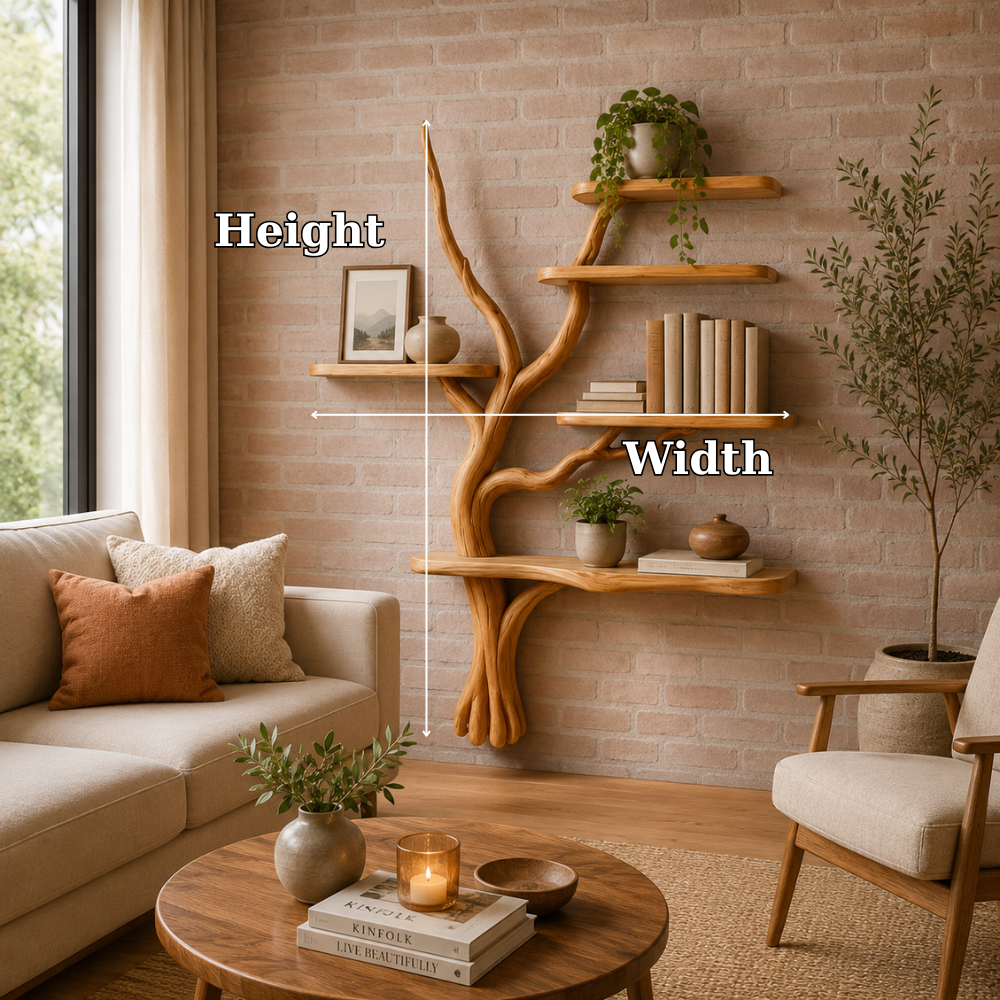 Handmade Solid Wood Tree Bookshelf for Cozy Modern Living Spaces