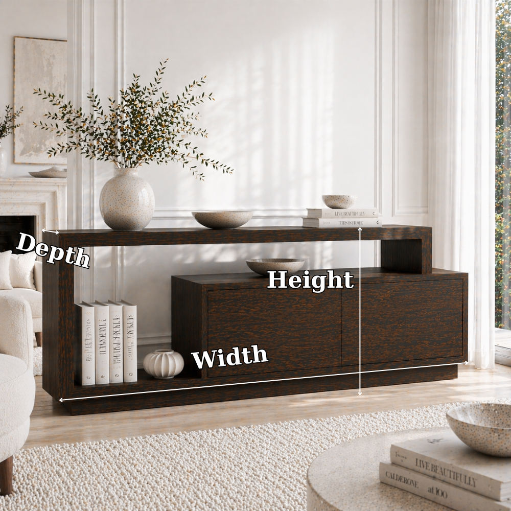 Minimalist Solid Wood Console Sideboard – Modern Walnut Entryway Storage Table