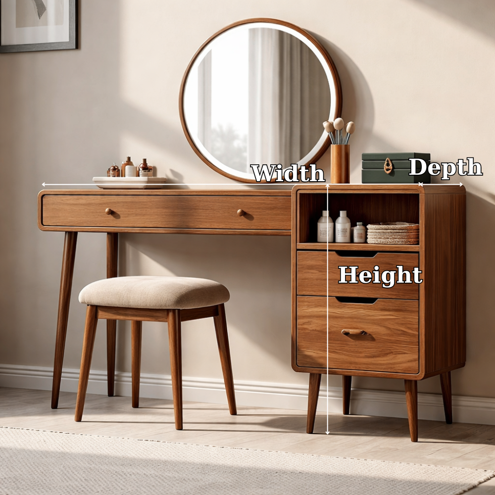 Handcrafted Solid Wood Makeup Vanity with Storage – Minimalist Modern Design