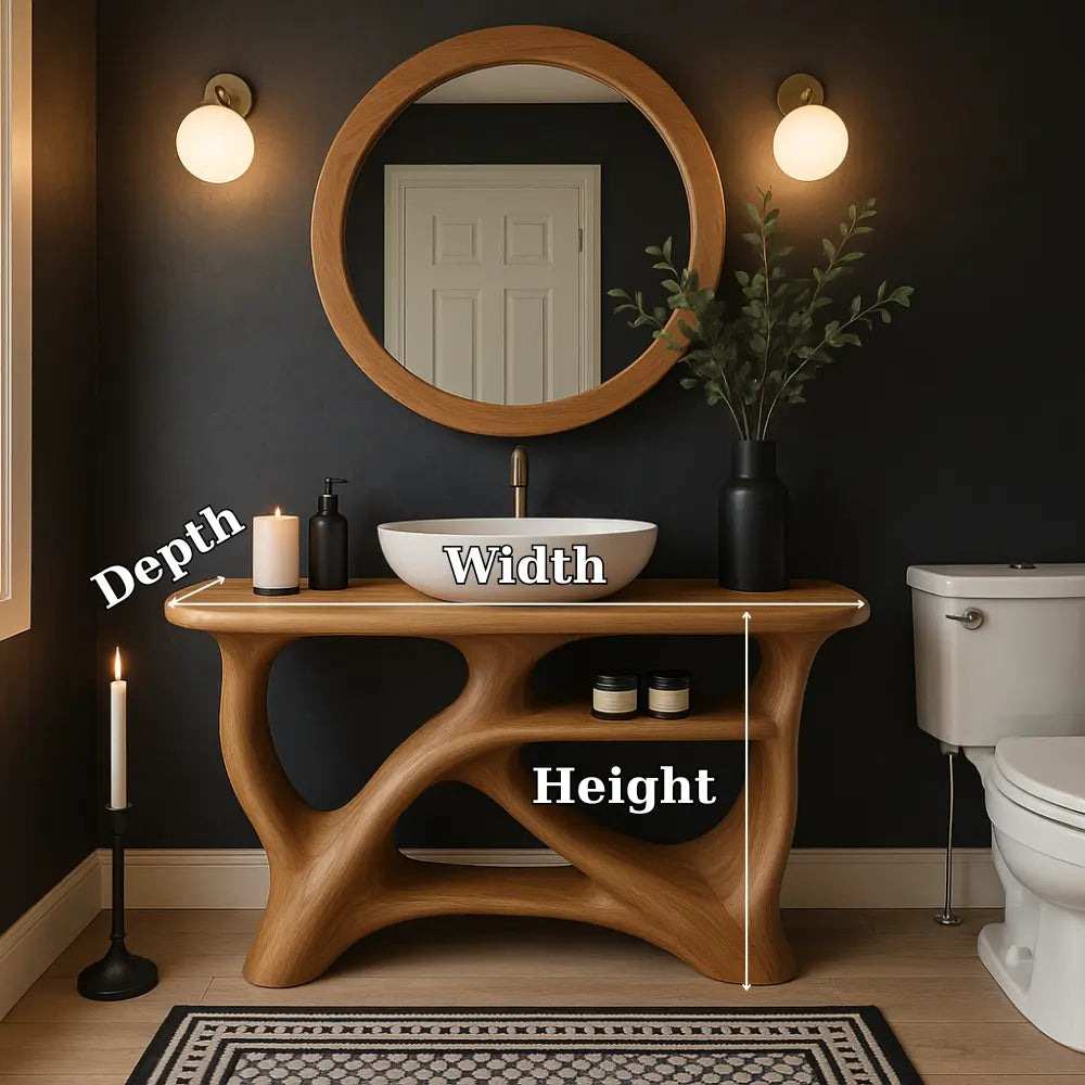 Handcrafted Solid Wood Bathroom Vanity with Modern Organic Design – Natural Sculptural Style Kitchnce