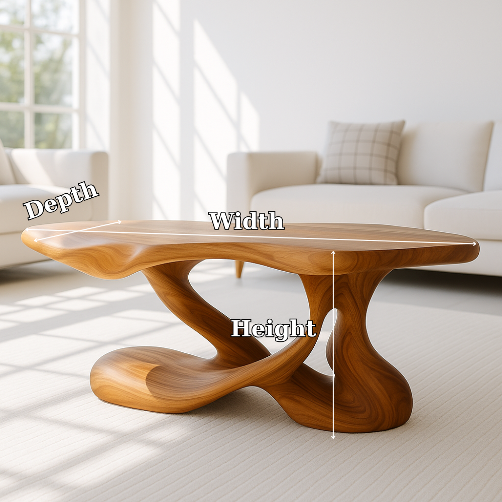 Handcrafted Solid Wood Coffee Table – Sculptural Organic Centerpiece for Modern Living Rooms Kitchnce