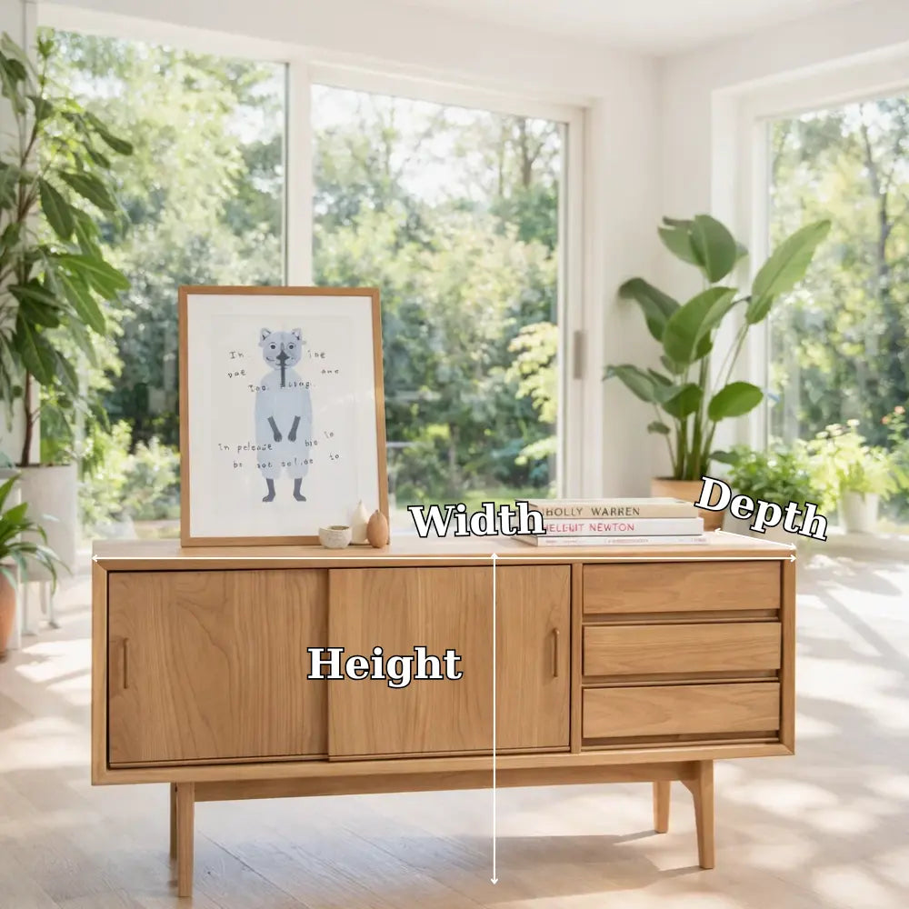 Solid Wood Console Table Modern Sideboard with Drawers and Cabinet Kitchnce