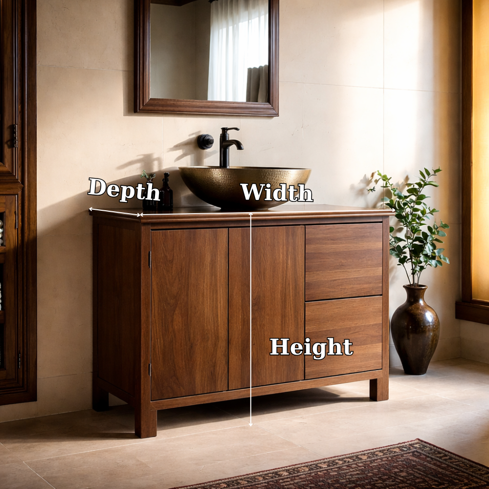 Solid Wood Bathroom Vanity Cabinet with Storage Drawers & Doors for Modern Bathroom