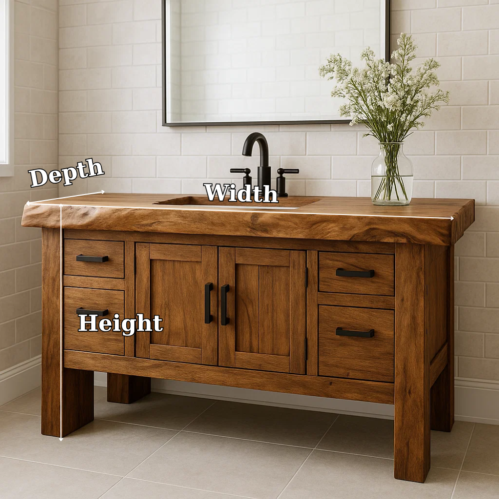 Solid Wood Bathroom Vanity with Drawers and Cabinet Rustic Farmhouse Bathroom Vanity