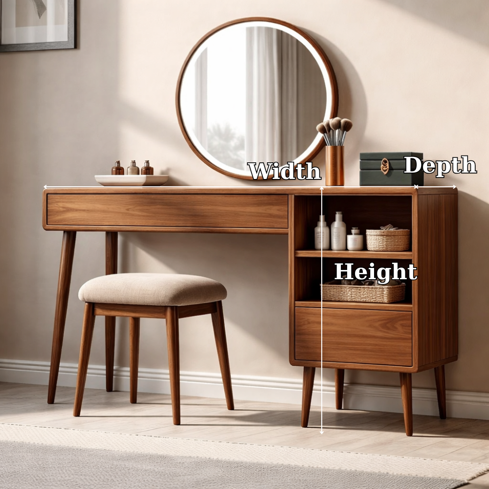 Solid Wood Makeup Vanity with Storage – Modern Minimalist Design