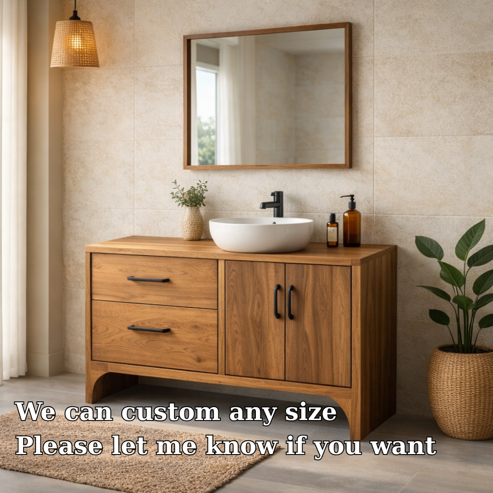 Solid Wood Bathroom Vanity Cabinet with Drawers and Doors – Modern Bathroom Storage