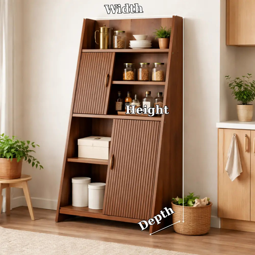 Solid Wood Bar Cabinet with Sliding Doors – Modern Liquor Storage Cabinet Kitchnce
