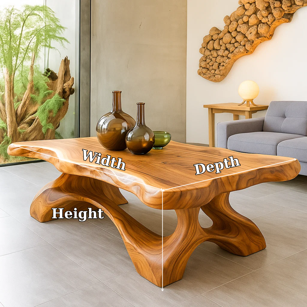 Handcrafted Solid Wood Coffee Table – Sculptural Live-Edge Centerpiece for Modern Interiors Kitchnce