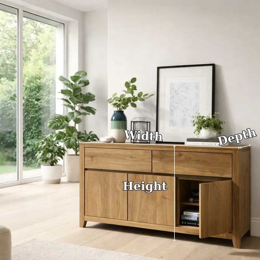 Modern Storage Console Table with Drawers & Doors Kitchnce