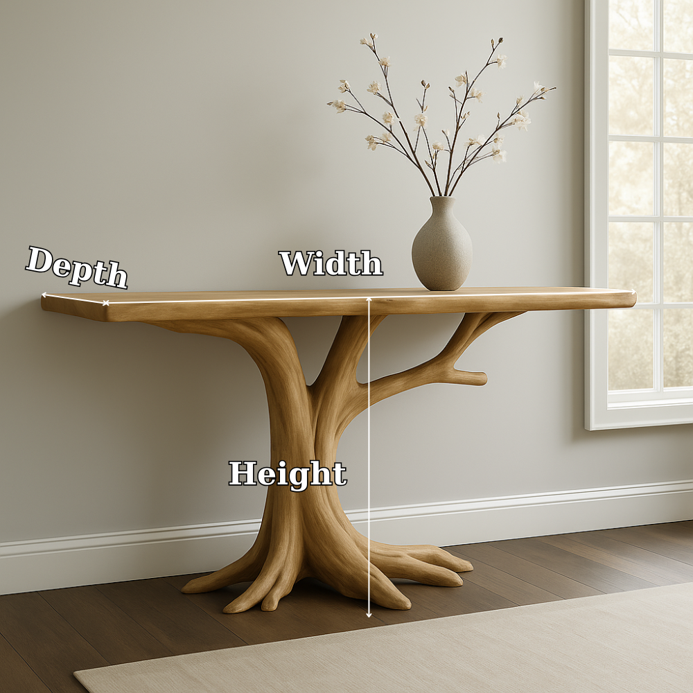 Handcrafted Solid Wood Console Table – Sculptural Tree-Inspired Design for Modern Spaces