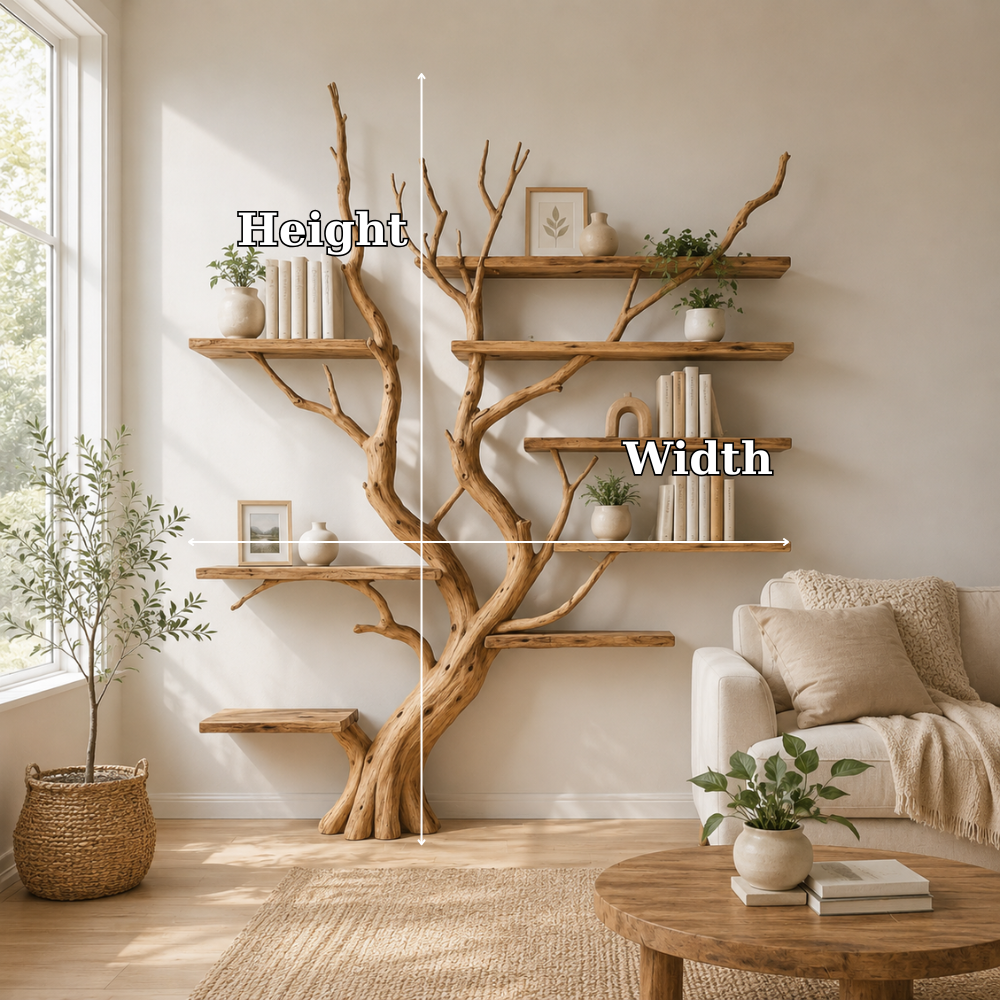 Large Solid Wood Tree Bookshelf for Nature Inspired Home Decor