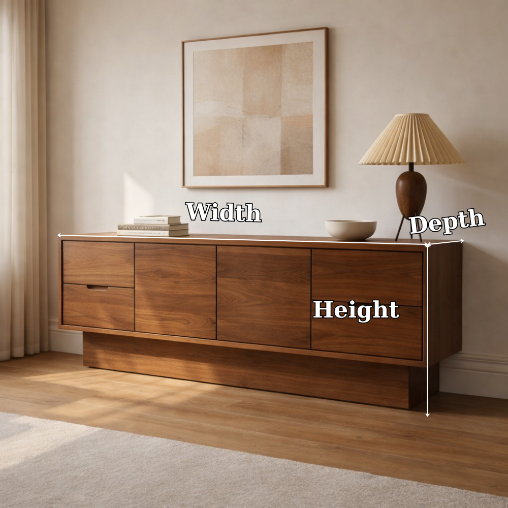 Solid Wood Console Cabinet with Drawers and Modern Storage Design
