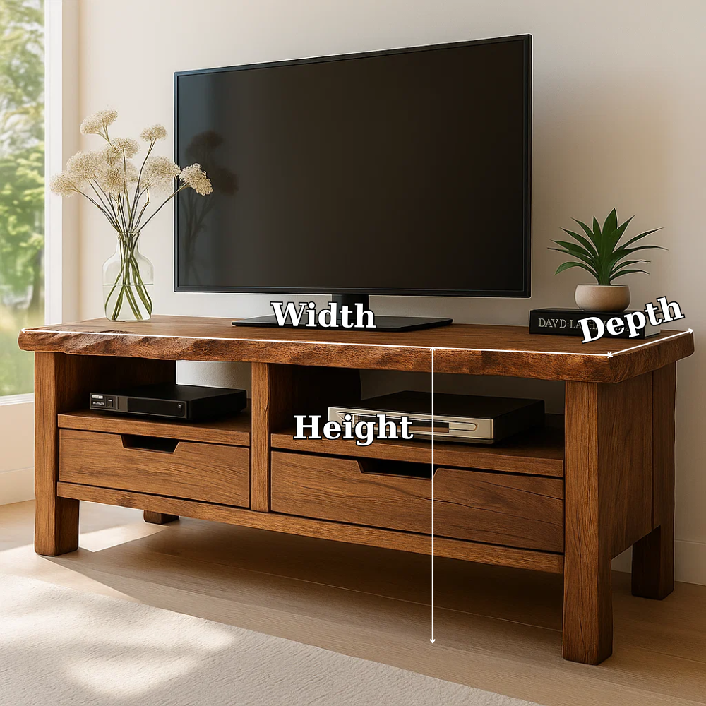 Solid Wood TV Stand with Drawers and Open Shelf Rustic Entertainment Center